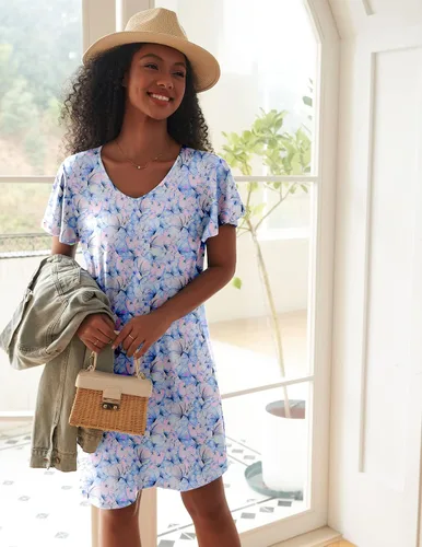 Miniatura 3 de Ekouaer - Pack de 2 camisones de manga corta para mujer, cómodos y suaves, pijama estilo vestido para dormir
