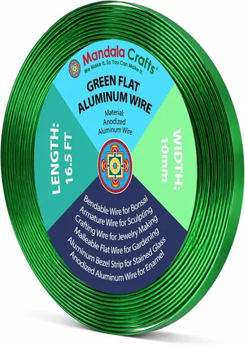 Miniatura 25 de Mandala Crafts Alambre de aluminio anodizado plano de 0.118 in para fabricación de joyas, alambre de bisel negro flexible de color de 33 pies