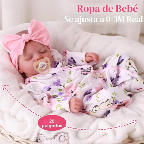 Miniatura 4 de BABESIDE Muñecas de bebé Reborn de 20 pulgadas, muñeca de bebé recién nacida realista con cuerpo posable, muñeca de bebé realista con accesorios