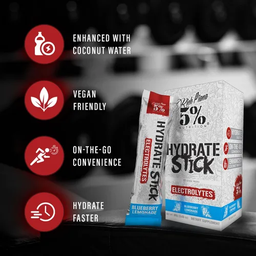 Miniatura 5 de 5% Nutrition Paquetes de hidratación Hydrate Stick Paquetes de mezcla de polvo de electrolitos deportivos con agua de coco Paquete de 2