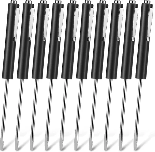 Miniatura 30 de Honoson 10 Piezas de Destornillador de Bolsillo Mini con Puntas y Clips de Bolsillo Magnéticos, Ranurados, Pequeños con Hoja de Cuchilla Única