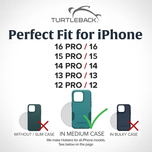 Miniatura 2 de Turtleback Clip para cinturón para iPhone 16 Pro, 16e, 15 Pro 14 Pro 13 Pro - Mediano. Se adapta con fundas estilo viajero a prueba de golpes, cuero