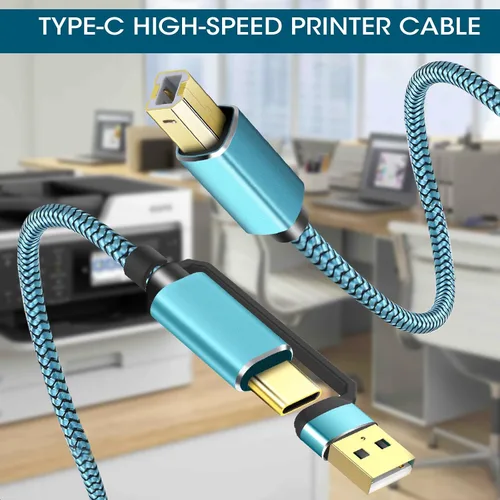Miniatura 5 de Cables de impresora USB C/A de 10 pies, cable de impresora USB C/A a USB de nailon trenzado [nunca se rompe] de alta velocidad [Plug and Play]