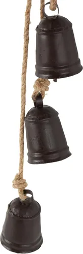 Miniatura 4 de Deco 79 Racimo de Campanas Decorativas de Metal para Interiores y Exteriores Campana de Meditación con Cuerda Colgante de Yute, Campana de Vaca 4" x