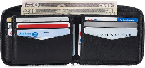 Miniatura 2 de Alpine Swiss Logan - Cartera plegable con cremallera para hombres o mujeres, caja fuerte RFID, viene en una caja de regalo