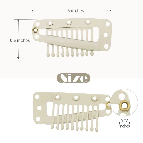 Miniatura 28 de Dreamlover - Clips para extensiones de cabello, clips para peluca con 9 dientes, 30 piezas Beige