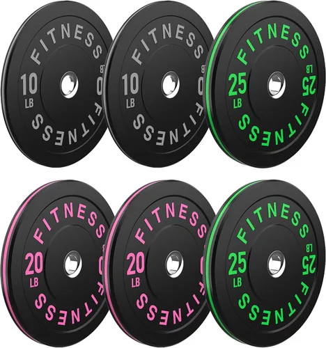 Miniatura 55 de Discos de peso olímpicos de 2 pulgadas y caucho para barras, discos para gimnasio en casa, entrenamiento de fuerza y levantamiento de pesas, 10 a