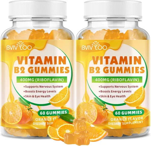 Miniatura 8 de Gomitas de vitamina B2 – Riboflavina de 400 mg para niños y adultos, alivio de la migraña y alivio del dolor de cabeza, veganas, sin azúcar, sabor