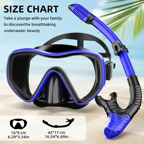 Miniatura 6 de Snorkeling Gear for Adults, Dry Snorkel Set 180° Panoramic Wide View Anti-Fog Scuba Diving Mask, Professional Snorkel Gear for Free Breathing