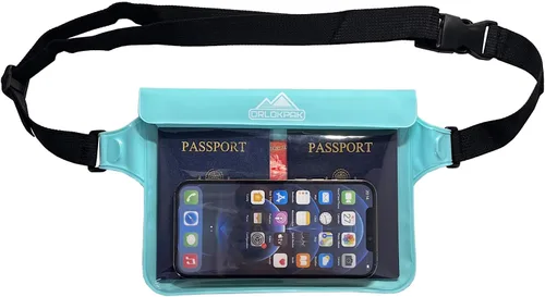DRLOKPAK Riñonera impermeable con soporte secreto, mantiene tu teléfono, cartera Kindle, reloj y objetos de valor secos, perfecta para surf, canoa,