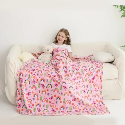 Miniatura 21 de Softan Manta Decorativa de Unicornios para Niños que Brilla en la Oscuridad, Regalos de Manta para Niños y Niñas, Manta de Franela Suave y Acogedora