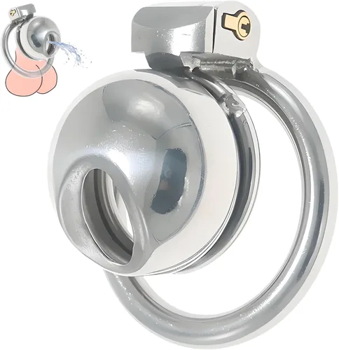 Miniatura 10 de Jaula de acero inoxidable para hombre con bloqueo de pene con cerradura de metal castidad con tubo uretral
