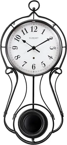 Miniatura 10 de CLXEAST Reloj de pared con péndulo de metal de 20 pulgadas, funciona con pilas, relojes de pared grandes para decoración de sala de estar, acabado