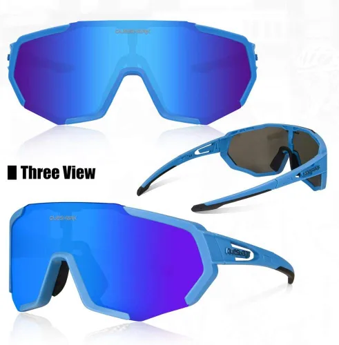 Miniatura 2 de Queshark - Gafas de ciclismo, lentes de sol deportivos para hombres y mujeres, 1 lente polarizada 2 HD, lentes de sol polarizados para ciclismo