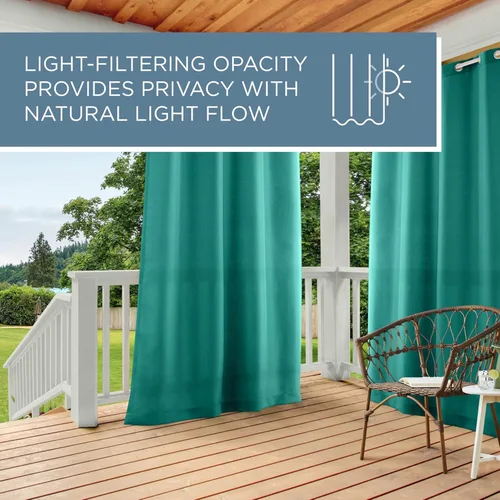 Miniatura 2 de TOWN & COUNTRY BASICS Cabana Cortinas Sólidas de Peso Pesado para Interiores y Exteriores, Opacidad de Filtrado de Luz con Ojales en la Parte Verde