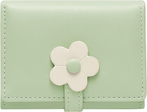 Miniatura 8 de Sunwel Fashion Pequeña y bonita cartera de tres pliegues delgada cartera con ventana de identificación/foto tarjetero con hebilla