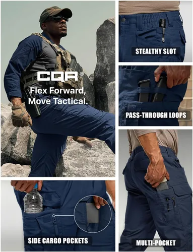 Miniatura 258 de CQR – Pantalones tácticos elásticos tipo cargo para hombre, resistentes al agua, de tela ripstop (antidesgarros), ligeros, ideales para uso diario