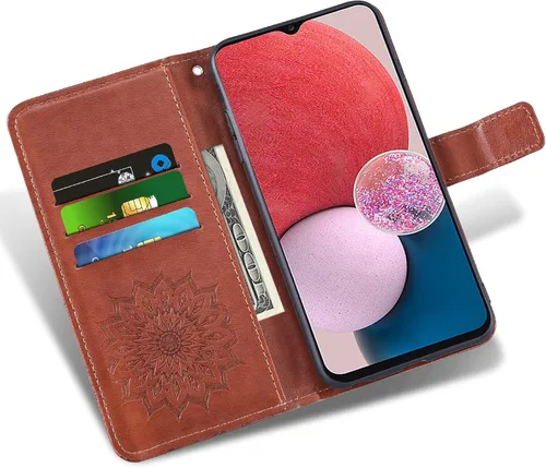 Miniatura 3 de Asuwish Funda de teléfono para Samsung Galaxy A13 LTE 4G con protector de pantalla de vidrio templado y funda delgada de cuero, soporte
