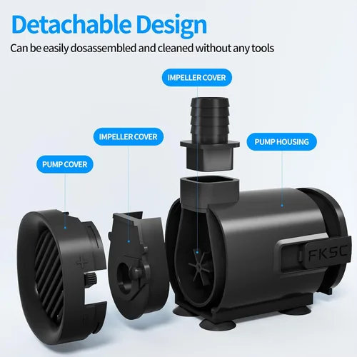 Miniatura 8 de Bomba de agua sumergible de 50 GPH - Bomba de fuente para acuario y pecera Mini, control de flujo ajustable, entrada lateral/inferior de doble Negro