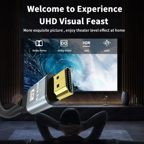 Miniatura 3 de Cable HDMI 4K de 100 pies, cable HDMI 2.0 de alta velocidad de 18 Gbps, Ultra HD, retorno de audio Ethernet, video 1080p, 3D, Arc, HDR, compatible