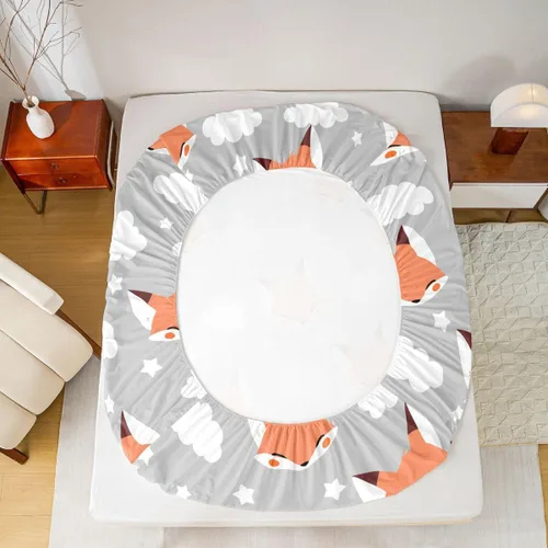 Miniatura 5 de Erosebridal Juego de ropa de cama de zorro para niños, sábana bajera ajustable de zorro de dibujos animados para niños y niñas, decoración