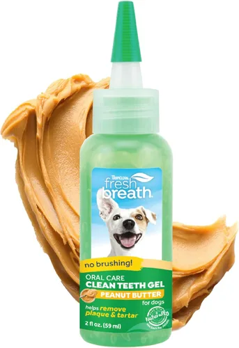 TropiClean - Pasta de dientes para perros con aliento fresco, limpiador de dientes, removedor fácil de placa y sarro en gel, no se necesita cepillo