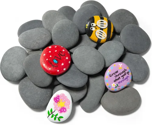 Simetufy 25 rocas para pintar, pintura de rocas de río, piedras planas y lisas para pintar, piedras naturales seleccionadas a mano para pintar,
