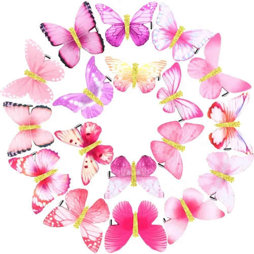 Miniatura 19 de Boao 18 piezas de pinzas para el cabello con brillo y diseño de mariposa para niñas, adolescentes y mujeres, accesorios para el cabello