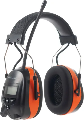 Miniatura 9 de Cascos protectores de oídos PROTEAR con radio AM/FM, auriculares con reducción de ruido de 25dB, orejeras de seguridad con pantalla digital