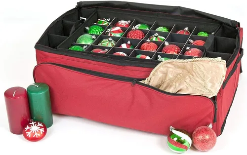 Bolsa Santa's Bags para guardar los adornos de Navidad, de alta calidad, Poliéster & Mezcla de poliéster, Rojo, 26
