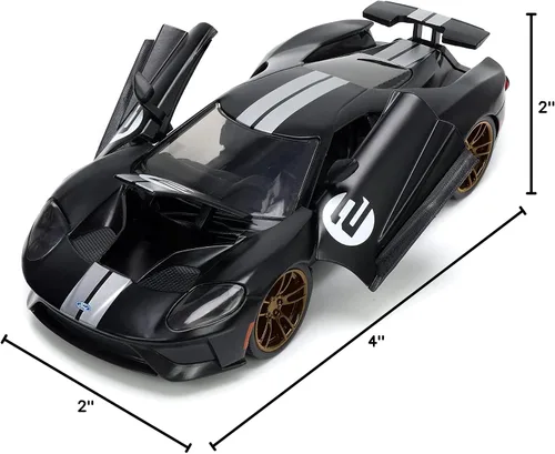 Miniatura 8 de Jada Toys Big Time Muscle 1:24 2017 Ford GT - Coche fundido a presión con rayas negras/blancas, juguetes para niños y adultos