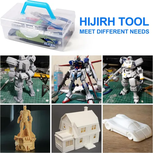 Miniatura 7 de HIJIRH Kit de herramientas de modelado de 108 piezas, herramientas básicas para manualidades, kit de herramientas de construcción para Gundam
