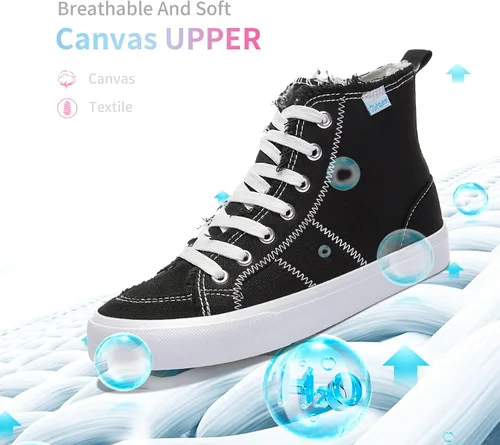 Miniatura 82 de Obtaom Zapatos de lona de alta calidad para mujer/hombre para jugar a media pantorrilla, zapatillas de deporte de moda casuales con cordones de alta