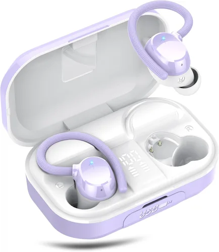 Miniatura 10 de Auriculares inalámbricos para orejas pequeñas, auriculares deportivos estéreo de alta fidelidad Bluetooth 5.3 con ganchos para los oídos, Negro