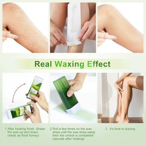 Miniatura 5 de Cera de depilación, repuesto de cera, cartucho de rodillo de cera suave para kit de depilación, cera depilatoria de aloe para pieles sensibles