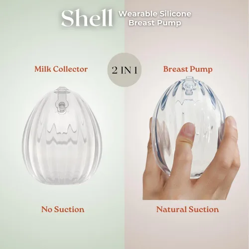 Miniatura 2 de HAAKAA Shell - Extractor de leche manual manos libres, silicona de grado médico, compacto, portátil y discreto, válvula a prueba de fugas, 2.5