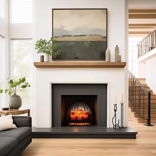 Miniatura 7 de PuraFlame Chimenea eléctrica de pie de 24" con juego de leña, inserto, calentador de 750W/1500W, 6 colores de llama con 5 niveles de brillo, sonido