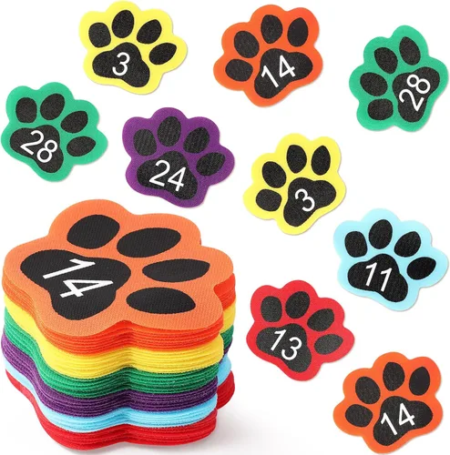 Miniatura 8 de Outus 18 marcadores de alfombra de patas para el aula, huellas de patas de 5 pulgadas, línea de puntos, alfombra de piso para el regreso a clases