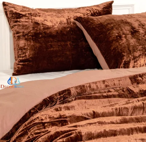 Miniatura 44 de Funda de edredón de terciopelo sólido ultra-luxe, ropa de cama boho UO, funda de colcha Donna, juego de edredón de 3 piezas, juego de cama de Azul