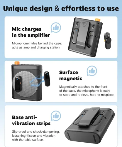 Miniatura 6 de Tearstone Voice Amplifier for Teachers with Wireless Magnetic Lavalier Microphone, Bluetooth Portable Rechargeable Speaker, 2 Mics for Classroom