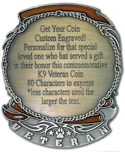 Miniatura 3 de K-9 Veteran Est 1942 - Moneda coleccionable coleccionable de primera respuesta militar grabada