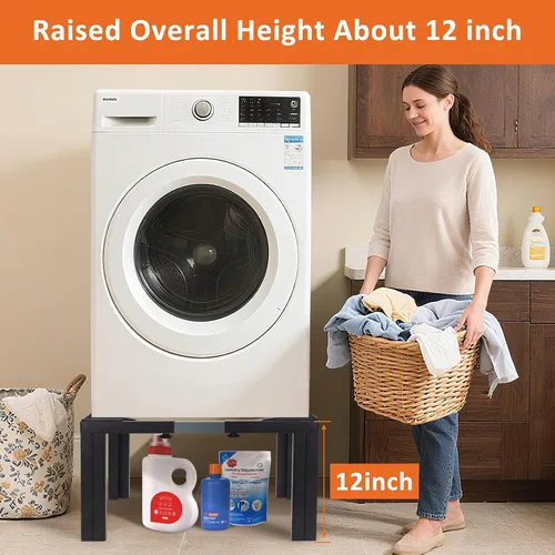 Miniatura 3 de Nefish Pedestal de acero para lavandería de altura de 12 pulgadas, resistente, 1200 libras, soporte para lavadora, base ajustable para refrigerador