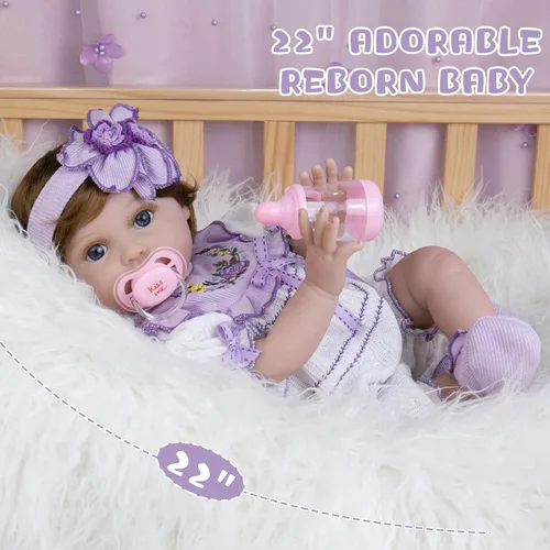 Miniatura 4 de Milidool Muñecas de bebé Reborn realistas de 22 pulgadas, muñecas de bebé recién nacidas de aspecto real con accesorios completos, perfectas
