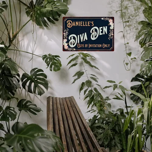 Miniatura 4 de Letreros personalizados con texto en inglés «Diva Den, «She Shed Shack», decoración de pared de lata victoriana, placa de decoración artística