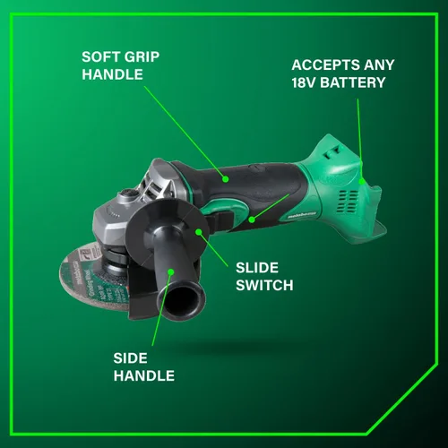 Miniatura 3 de Metabo HPT Kit de amoladora angular de potencia con interruptor deslizante multivoltios de 18 V, herramienta eléctrica de motor de alto par