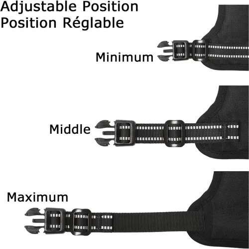 Miniatura 5 de Arnés para perro HEELE, arnés reflectante ajustable y acolchado sin tirones para perros pequeños, medianos y grandes con asa para caminar y Negro