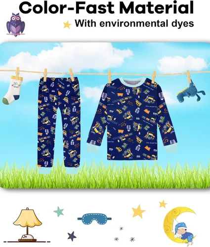 Miniatura 7 de KOBERO Boys Pajamas 4 Pieces Long Set 100% Cotton Sleepwear Size 18 Months-12 Years