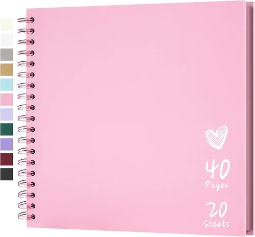 Miniatura 26 de Álbum de recortes de 7 x 7 pulgadas, álbum de recortes DIY de tapa dura de papel kraft, álbumes de fotos, 40 páginas, perfecto para fotos de 4 x 6