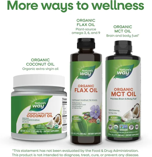 Miniatura 7 de Nature's Way Aceite de Linaza Orgánico Super Lignan, Omega-3, 6, 9 Ácidos Grasos(1), Prensado en Frío, Sin Refinar, Libre de Hexano, 16 Fl Oz