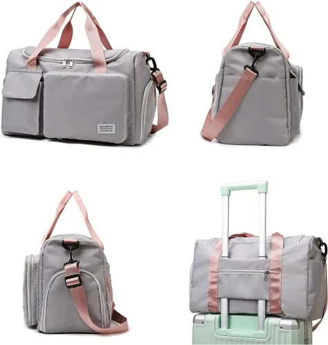 Miniatura 2 de Bolsa de viaje plegable con bolsillo seco y húmedo y compartimento para zapatos, bolsa de gimnasio deportivo, bolsa de viaje, bolsa de equipaje a